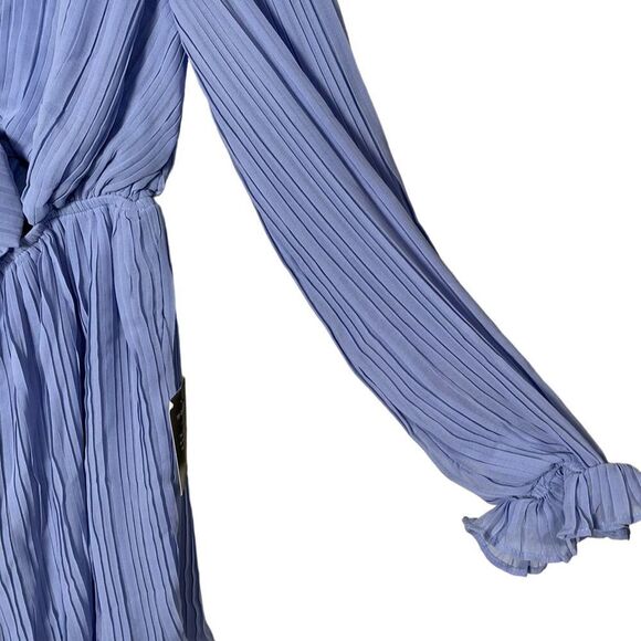 NWT Lulus XS Blue Pleated Long Sleeve Romper Women's Romper - Picture 6 of 13